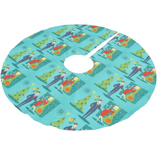 Retro Holiday Cartoon kerstboomrok Kerstboom Rok (Gekanteld)