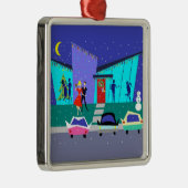 Retro Holiday Cartoon kerstversiering Metalen Ornament (Rechts)