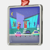 Retro Holiday Cartoon kerstversiering Metalen Ornament (Links)