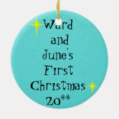 Retro Holiday Cartoon met kerstversiering Keramisch Ornament (Achterkant)