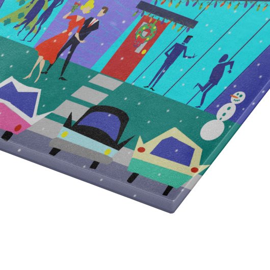 Retro Holiday Cartoon Party Cutting Board Snijplank (Hoek)