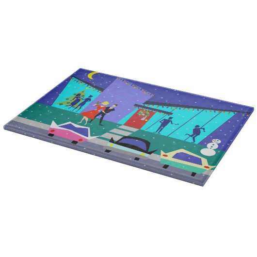 Retro Holiday Cartoon Party Cutting Board Snijplank (Hoek)