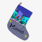 Retro Holiday Cartoon Party kerststop Grote Kerstsok (Voorkant (Hangend))