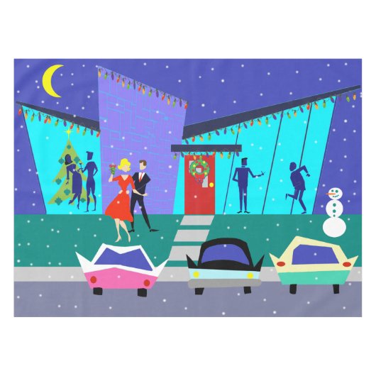 Retro Holiday Cartoon Party Tablecloth Tafelkleed (Voorkant (Horizontaal))