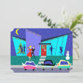 Retro Holiday Cartoon Party Uitnodigingen (Staand voorkant)