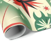 Retro Holiday Cheer Kerst inpakpapier (Rol Hoek)