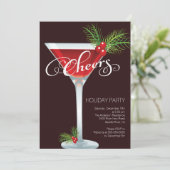 Retro Holiday Cocktail Party Uitnodiging (Staand voorkant)