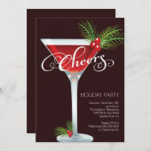 Retro Holiday Cocktail Party Uitnodiging (Voorkant / Achterkant)