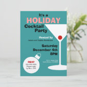 Retro Holiday Cocktail Party Uitnodiging (Staand voorkant)