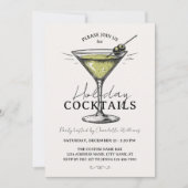 Retro Holiday Cocktails Drinks Christmas Party Kaart (Voorkant)