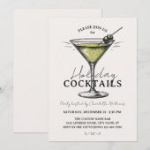 Retro Holiday Cocktails Drinks Christmas Party Kaart (Voorkant / Achterkant)