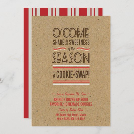 Retro Holiday Cookie Swap Exchange Uitnodiging (Voorkant / Achterkant)