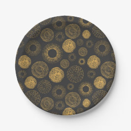 Retro Holiday Gold Burst Sparkler Cake Serving Papieren Bordje