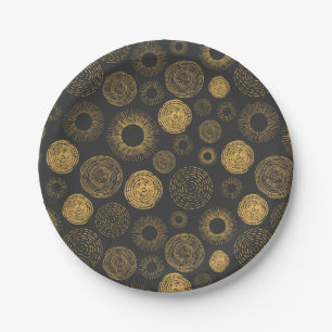 Retro Holiday Gold Burst Sparkler Cake Serving Papieren Bordje