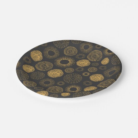 Retro Holiday Gold Burst Sparkler Cake Serving Papieren Bordje (Gekanteld)