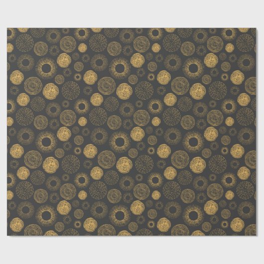 Retro Holiday Gold Burst Sparkler Kerstmis Cadeaupapier (Vlak)