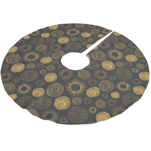 Retro Holiday Gold Burst Sparkler Kerstmis Kerstboom Rok (Gekanteld)