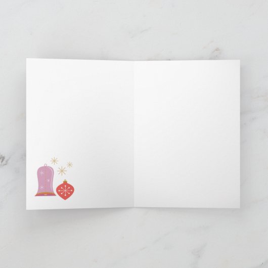 Retro Holiday Greeting Card - Peace Joy Love Bedankkaart (Binnen)