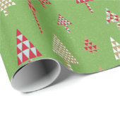 Retro Holiday kerstbomen Gift Wrap Green Cadeaupapier (Rol Hoek)