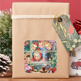 retro  Holiday kinder Vierkante Sticker
