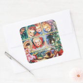 retro Holiday kinder Vierkante Sticker (Envelop)