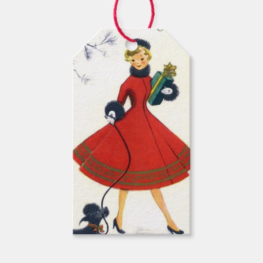 Retro  Holiday lady naamplaatje toevoegen Cadeaulabel (Voorkant)