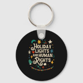 Retro Holiday Lights And Human Rights Suprters Chr Sleutelhanger (Voorkant)