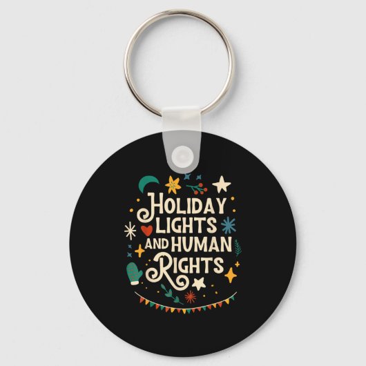 Retro Holiday Lights And Human Rights Suprters Chr Sleutelhanger (Voorkant)