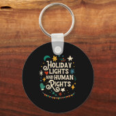 Retro Holiday Lights And Human Rights Suprters Chr Sleutelhanger (Voorkant)