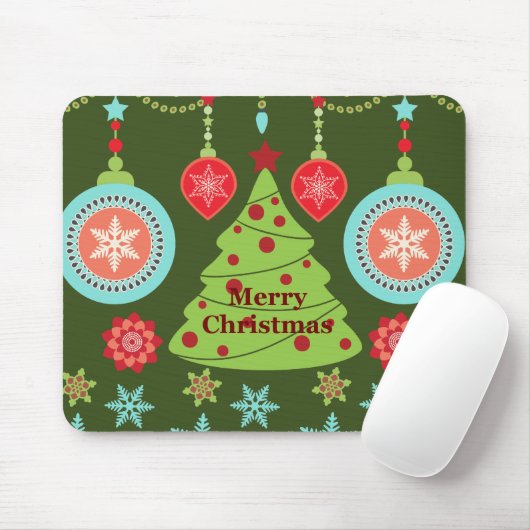 Retro Holiday Merry Kerstmis Snowflakes Muismat (Met muis)