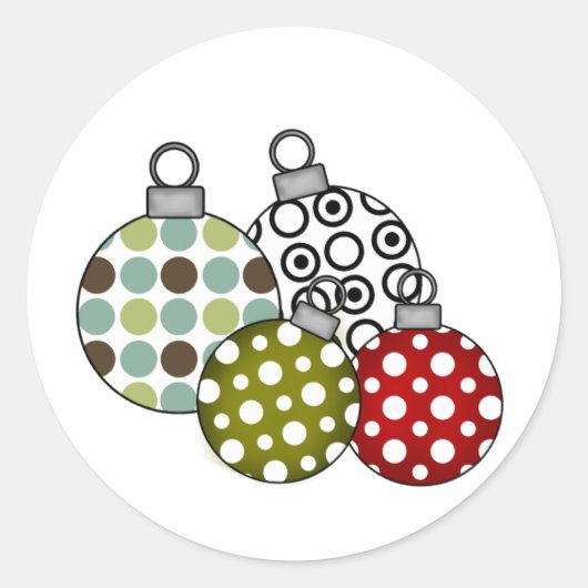Retro Holiday Ornaments Ronde Sticker (Voorkant)