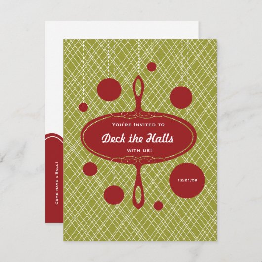 Retro Holiday Party Uitnodiging (Voorkant / Achterkant)