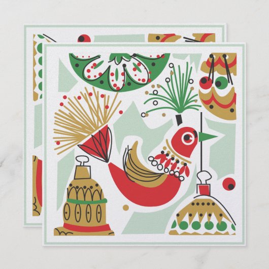 Retro Holiday Party Uitnodiging (Voorkant / Achterkant)