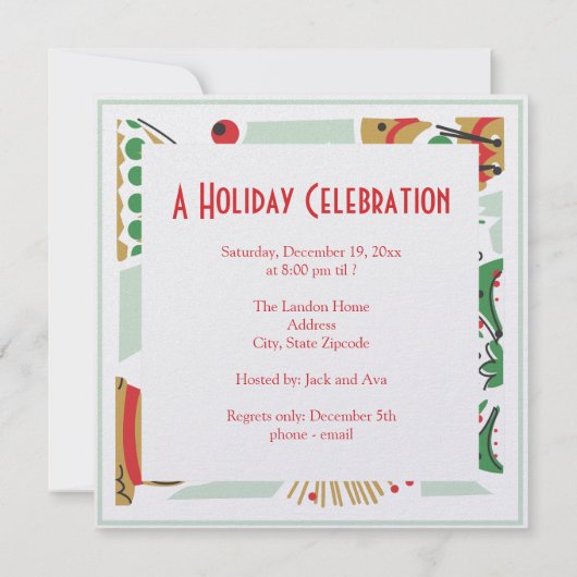 Retro Holiday Party Uitnodiging (Achterkant)