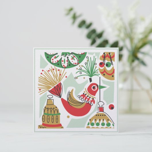 Retro Holiday Party Uitnodiging (Staand voorkant)