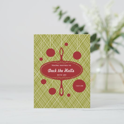 Retro Holiday Party Uitnodiging Briefkaart (Staand voorkant)