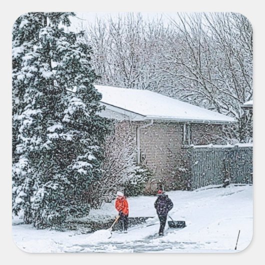 Retro Holiday Scene Vierkante Sticker (Voorkant)