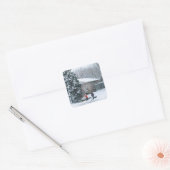 Retro Holiday Scene Vierkante Sticker (Envelop)