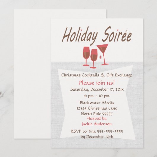 Retro Holiday Soiree Uitnodiging (Voorkant / Achterkant)