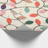Retro Holiday String Lichten Patroon Cadeaupapier (Hoek)