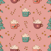 Retro Holiday Tablecloth Funky Pastel Christmas Tafelkleed