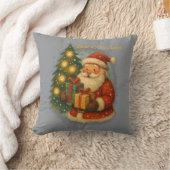 “Retro Holiday Throw Pillow – Cozy Santa & Gifts Kussen (Deken)