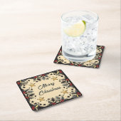 Retro Holly Berries en Evergreen Kartonnen Onderzetters (Insitu)