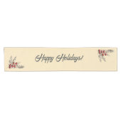 Retro Holly Berries en Evergreen Korte Tafelloper (Horizontaal)