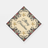 Retro Holly Berries en Evergreen Servet (Hoek)