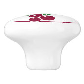 Retro Holly Berries III, rode sierlijst Keramische Knop (Zijkant)