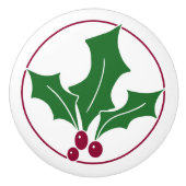 Retro Holly bessen I, rode sierlijst Keramische Knop (Voorkant)