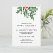 Retro holly bruiloft uitnodiging (Staand voorkant)