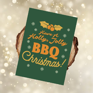 Retro Holly Jolly BBQ Kerstmis Foto Temp : Groen Feestdagenkaart