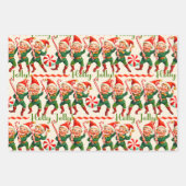 Retro Holly Jolly Christmas Elves Inpakpapier Vel (Voorkant)